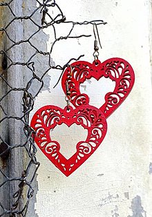 Náušnice - Náušnice - Srdce ornament (červená) - 15757613_