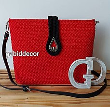 Kabelky - Handmade elegantná háčkovaná kabelka červeno čierna - 15757614_