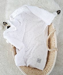 Detský textil - "Tuľkacia" mušelínová deka CUTE Telové čiarky na bielej  s jemným barančekom 65x90cm - 15759585_