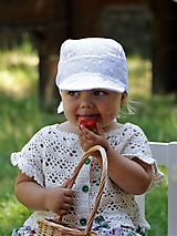 Detské čiapky - Letný ľahučký šilt Laura - biela madeira - 15757887_