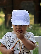 Detské čiapky - Letný ľahučký šilt Laura - biela madeira - 15757892_
