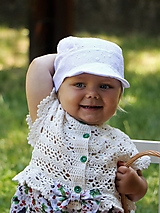 Detské čiapky - Letný ľahučký šilt Laura - biela madeira - 15757897_