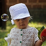 Detské čiapky - Letný ľahučký šilt Laura - biela madeira - 15757898_