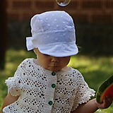 Detské čiapky - Letný ľahučký šilt Laura - biela madeira - 15757899_