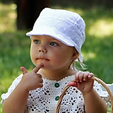 Detské čiapky - Letný ľahučký šilt Laura - biela madeira - 15757903_