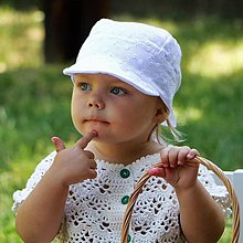 Detské čiapky - Letný ľahučký šilt Laura - biela madeira - 15757903_