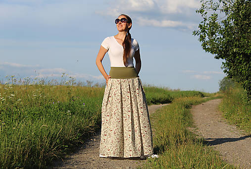  - Mušelínová sukňa "béžovo-vínovo-zelená" (M (obvod bokov 96 - 100 cm)) - 15757869_
