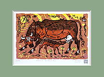 Grafika - Krava a teliatko - 15758045_