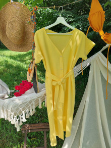 Šaty - Mušelínové šaty nielen na pláž Žlté - 15759492_