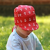 Detské čiapky - Letný detský šilt kotvy na červenej - 15760313_