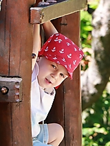 Detské čiapky - Letný detský šilt kotvy na červenej - 15760315_
