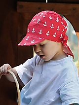 Detské čiapky - Letný detský šilt kotvy na červenej - 15760316_