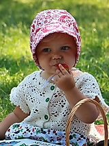 Detské čiapky - Letný detský čepček vtáčik červený prémiová bavlna - 15762340_