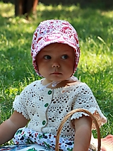 Detské čiapky - Letný detský čepček vtáčik červený prémiová bavlna - 15762347_