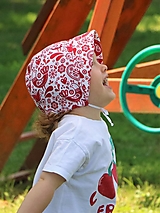 Detské čiapky - Letný detský čepček vtáčik červený prémiová bavlna - 15762349_