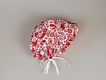 Detské čiapky - Letný detský čepček vtáčik červený prémiová bavlna - 15762351_