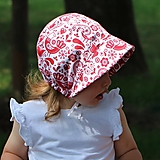 Detské čiapky - Letný detský čepček vtáčik červený prémiová bavlna - 15762382_