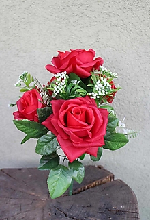 Iný materiál - Kytica červených ruží 40cm - dekorácia - 15761623_