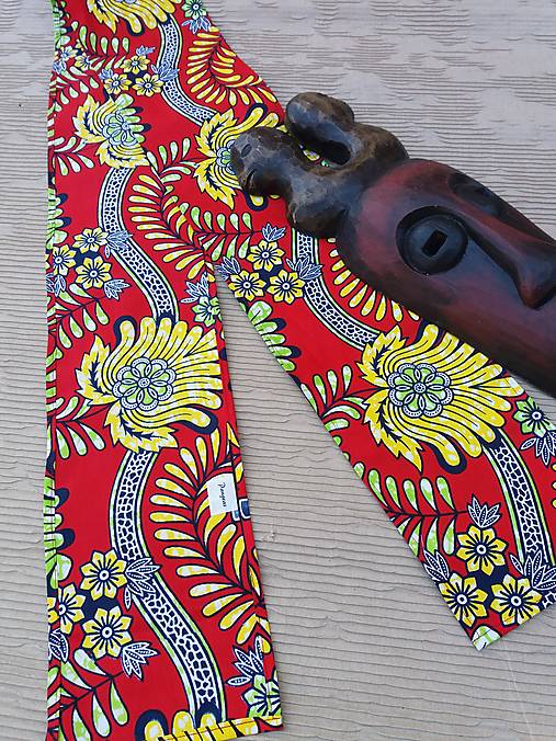 Šatky - AFRICKÝ ŠÁTEK - ČERVENÝ S KVÍTKY - 15762229_