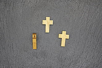 Komponenty - Krížik drevený 21 (Zlatá) - 15761361_