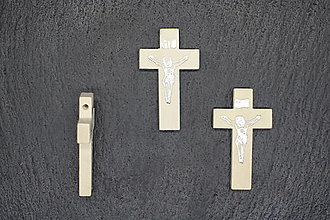 Korálky - Krížik drevený st. 42x24 (2 možnosti) (Béžová) - 15761408_