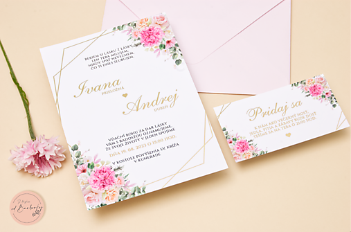 Svadobné oznámenie s metalickým zlátením B#83B