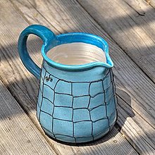 Nádoby - Drátovaný keramický džbán, světle modrý - 15761176_