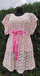 Krajkové růžové šaty-tunika