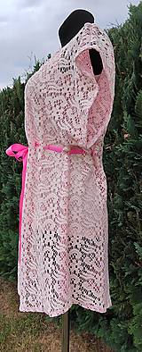 Šaty - Krajkové růžové šaty-tunika - 15760292_