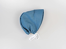Detské čiapky - Detský ľanový čepiec modrý jeans - 15764307_