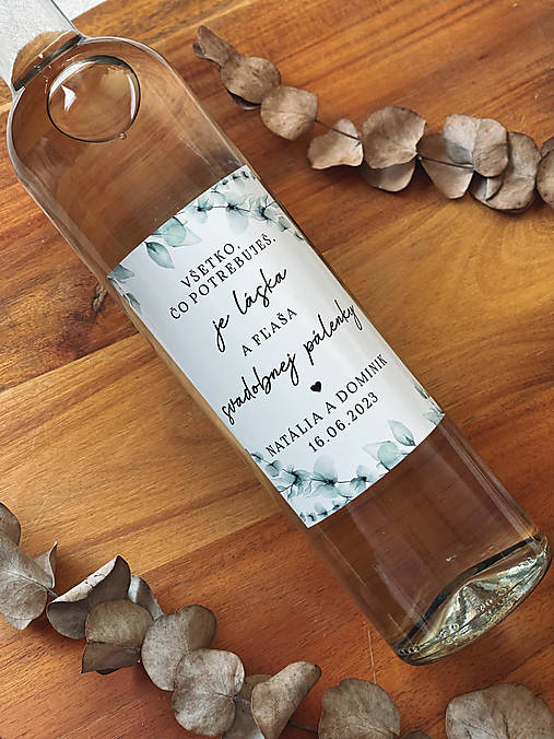 Úložné priestory & Organizácia - Nálepky na svadobné fľaše 211 greenery (21-40 kusov) - 15764210_