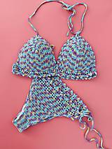 Plavky - Háčkované plavky Pastels tyrkysovo-ružové - 15763575_