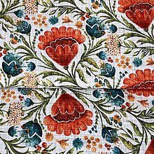 Textil - retro kvety, 100 % bavlnený satén EÚ, šírka 160 cm - 15762799_