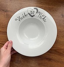 Nádoby - Hlboký maľovaný tanier na svadbu - 15763444_