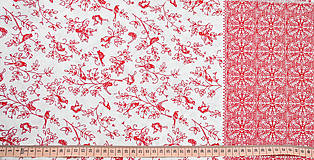 Textil - Červené vtáčiky 185x136 cm - 15764064_