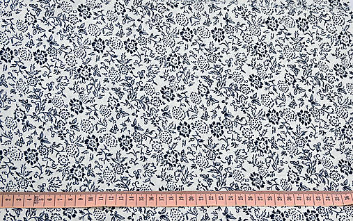 Textil - Tmavomodré kvietky - 15763458_