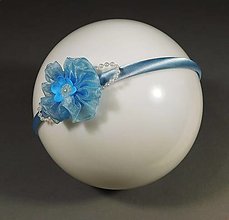 Ozdoby do vlasov - Čelenka detská saténová - kvet zo stuhy  (modrá 178) - 15764264_