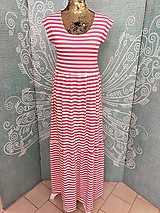 Šaty - Dámské maxi šaty růžové pruhy - 15764447_