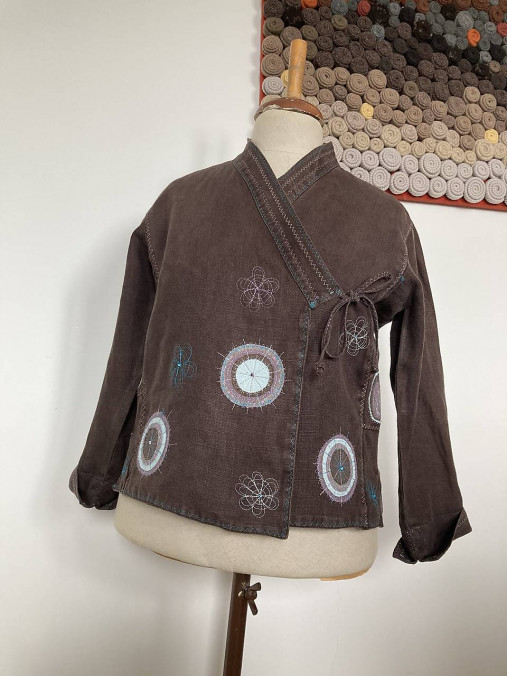 Ľanový kabátik-kimono veľ.40-42