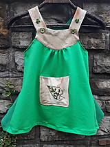 Detské oblečenie - Dievčenské zelené šaty s hodvábom - 15767092_