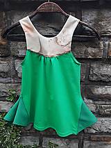 Detské oblečenie - Dievčenské zelené šaty s hodvábom - 15767094_