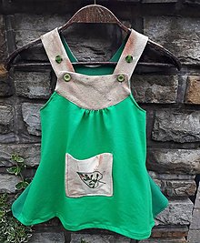 Detské oblečenie - Dievčenské zelené šaty s hodvábom - 15767087_