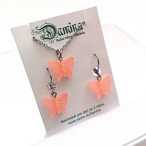 Náušnice - Sada motýlik svietiaci (oranžová) - 15764846_