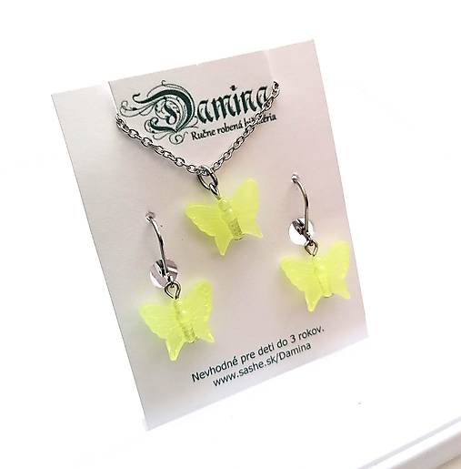 Náušnice - Sada motýlik svietiaci (žltá) - 15764847_