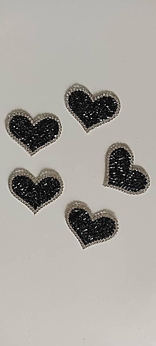 Iný materiál - Čierne srdce diamantové - nažehľovačka - 15766172_