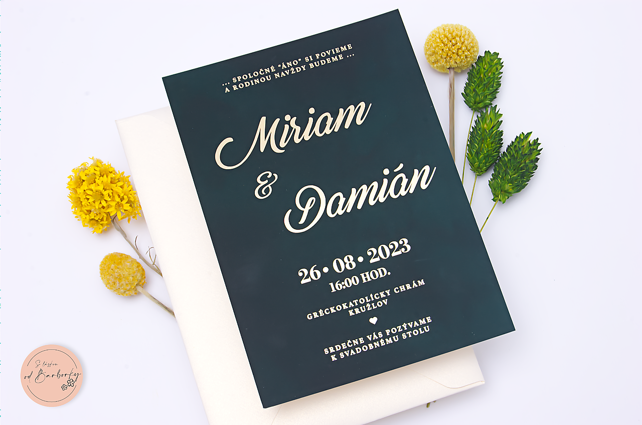 Svadobné oznámenie s metalickým zlátením B#76B