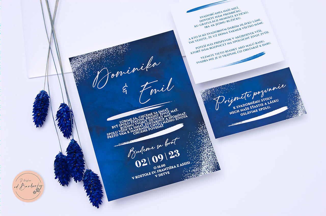 Svadobné oznámenie s metalicky strieborným písmom B#77