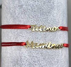 Náramky - “Mamina” + “Tatino” Golden edition - saténový náramkový set proti urieknutiu - 15767174_