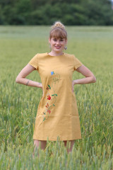 Šaty - Krátke vyšívané ľanové šaty Strapaté myšlienky - 15765479_