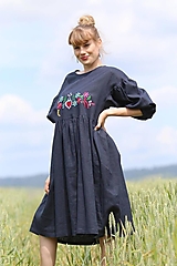 Šaty - Vyšívané ľanové šaty Nežný folk - 15765873_